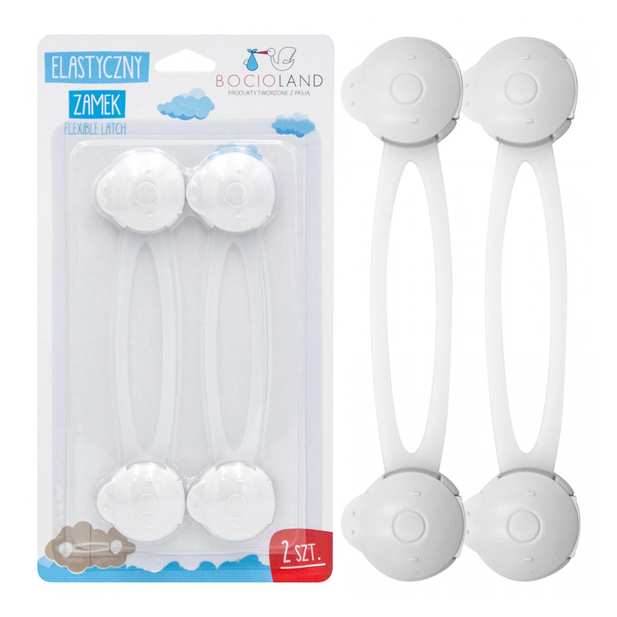 Set 2 sisteme de siguranta multifunctionale, Flexibile, pentru sertare/dulapuri/frigider, Alb [2]