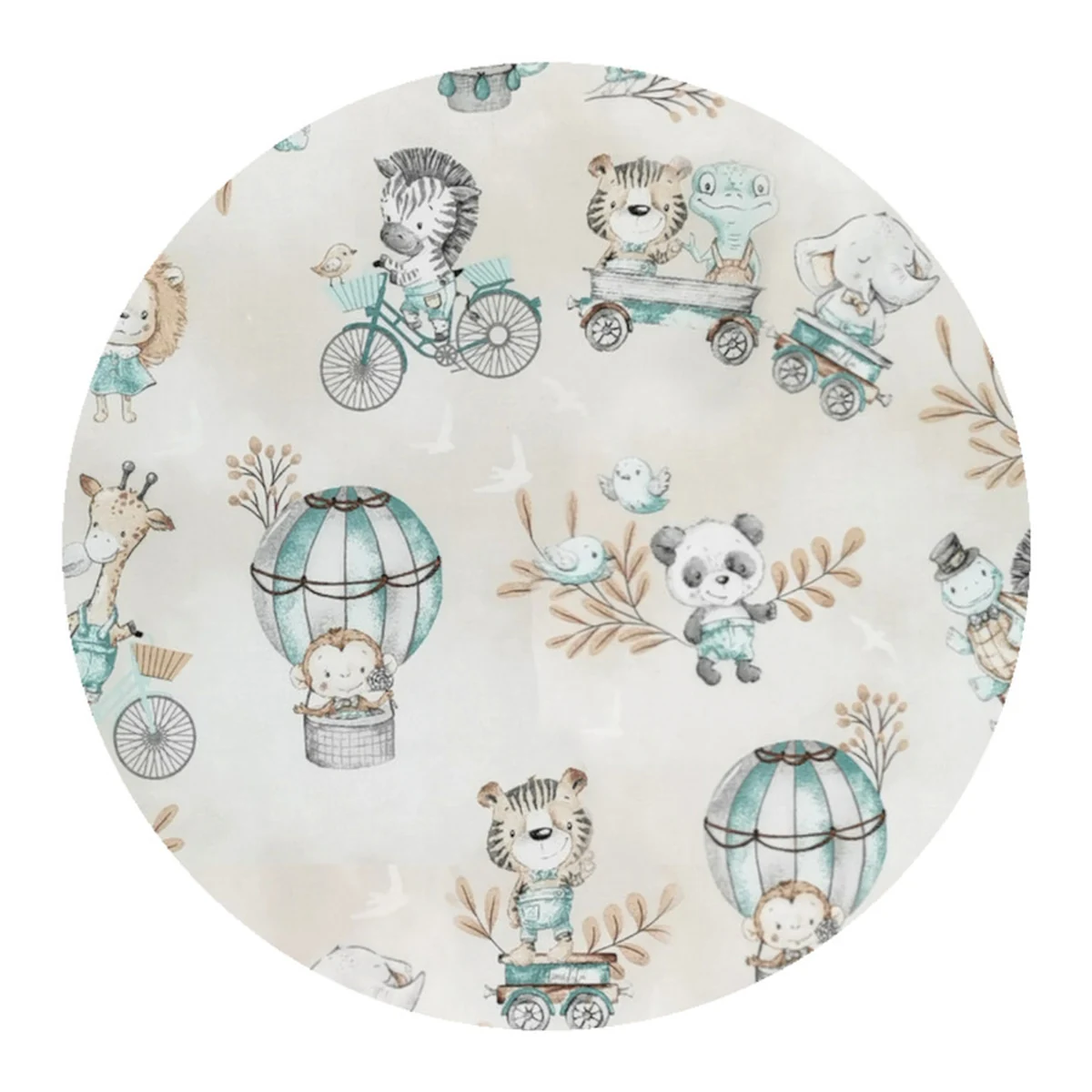 Set 3 cosuri rotunde, MimiNu, Dimensiuni 50x35 cm, 35x30 cm, 19x23 cm, bumbac, Zoo on Bikes Nugat [2]