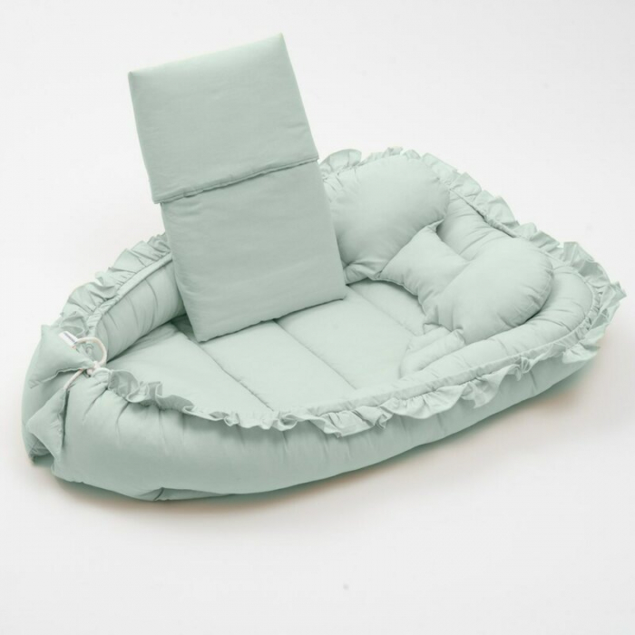 Set 3 piese, New Baby, Baby Nest, Cu paturica si pernuta, Dominik green [2]