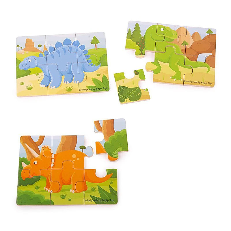 Set 3 puzzle din lemn - Dinozauri [2]
