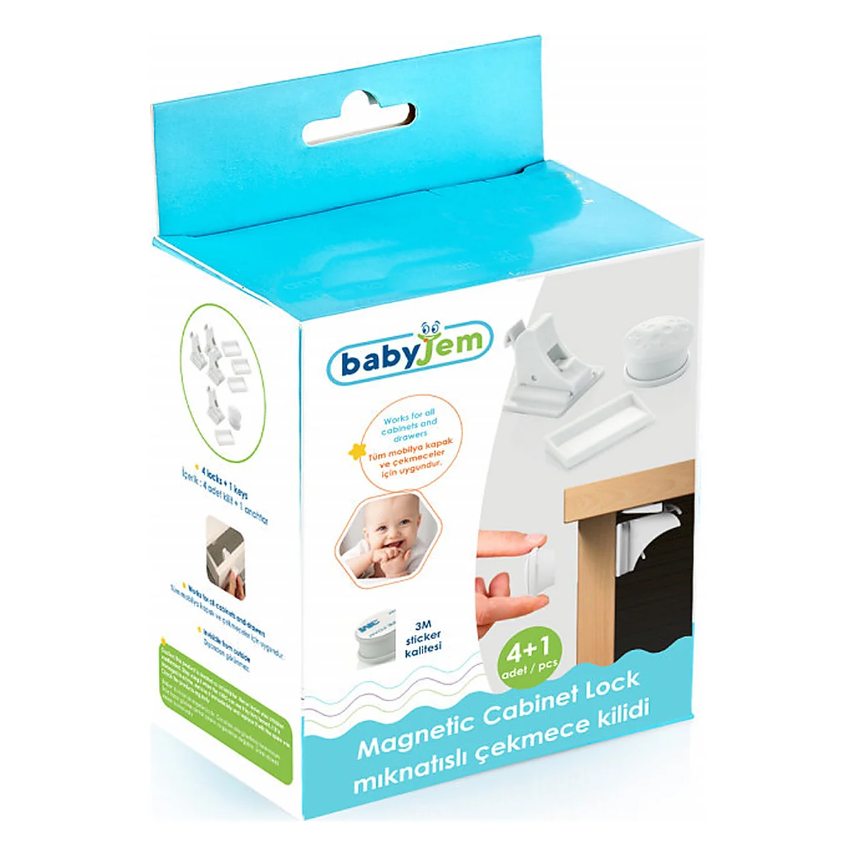 Set 3 sigurante magnetice pentru usi de dulapuri si sertare BabyJem [5]