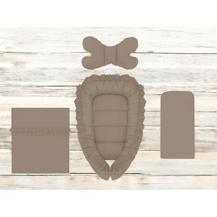 Set 4 in 1 Cosulet bebelus, MimiNu, Baby Cocoon 75x55 cm, Cu volanase, Husa bumbac, Din bumbac certificat Oeko Tex [2]