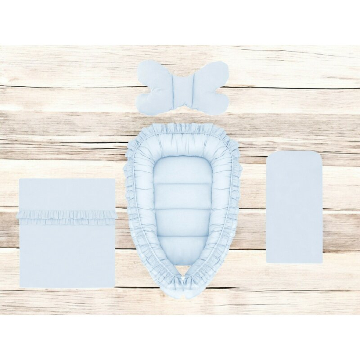 Set 4 in 1 Cosulet bebelus, MimiNu, Baby Cocoon 75x55 cm, Cu volanase, Husa bumbac, Din bumbac certificat Oeko Tex [2]