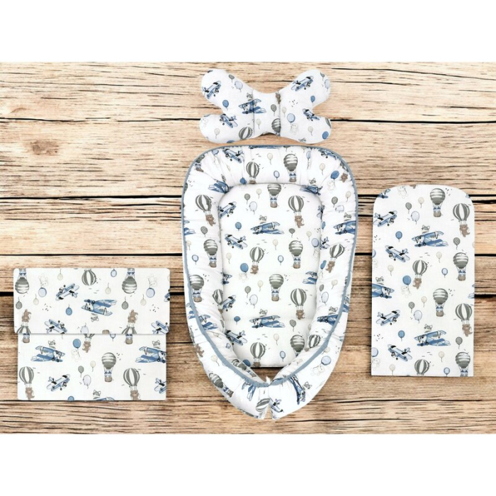 Set 4 in 1 Cosulet bebelus, MimiNu, Baby Cocoon 75x55 cm, Husa bumbac, Din bumbac certificat Oeko Tex Standard 100, Cu [5]