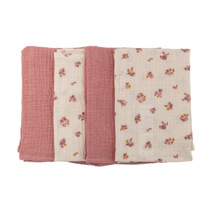 Set 4 lavete, Bubaba, Din muselina, 40x40 cm, Pink [1]