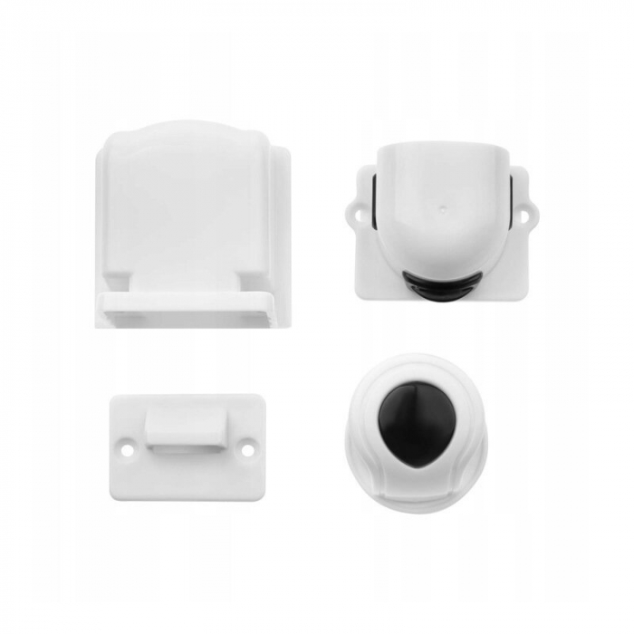 Set 4 protectii magnetice pentru mobilier, Cu banda adeziva, Alb [2]