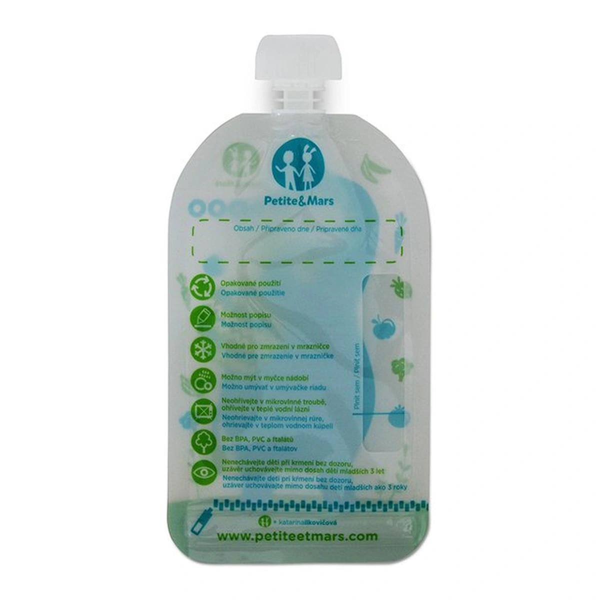 Set 6 pungi reutilizabile pentru hranire cu elefantei Papoo Albastru [5]