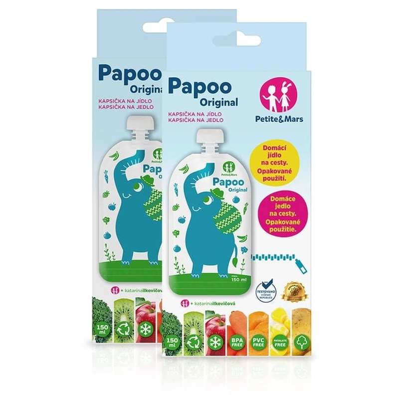Set 6 pungi reutilizabile pentru hranire cu elefantei Papoo Albastru [3]