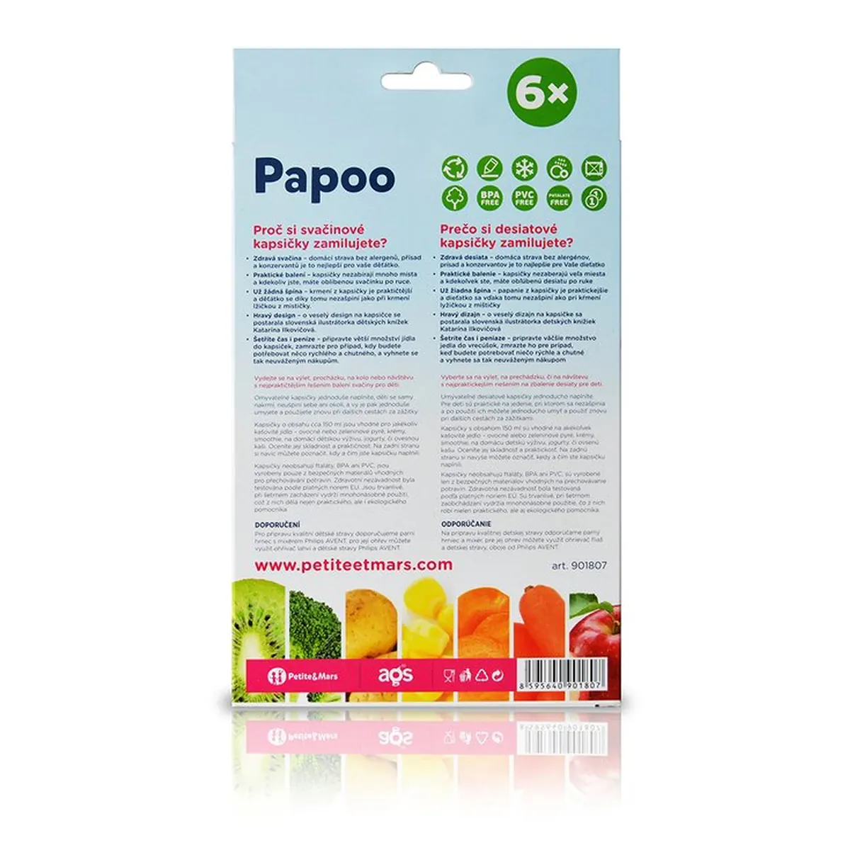 Set 6 pungi reutilizabile pentru hranire cu elefantei Papoo Albastru [6]