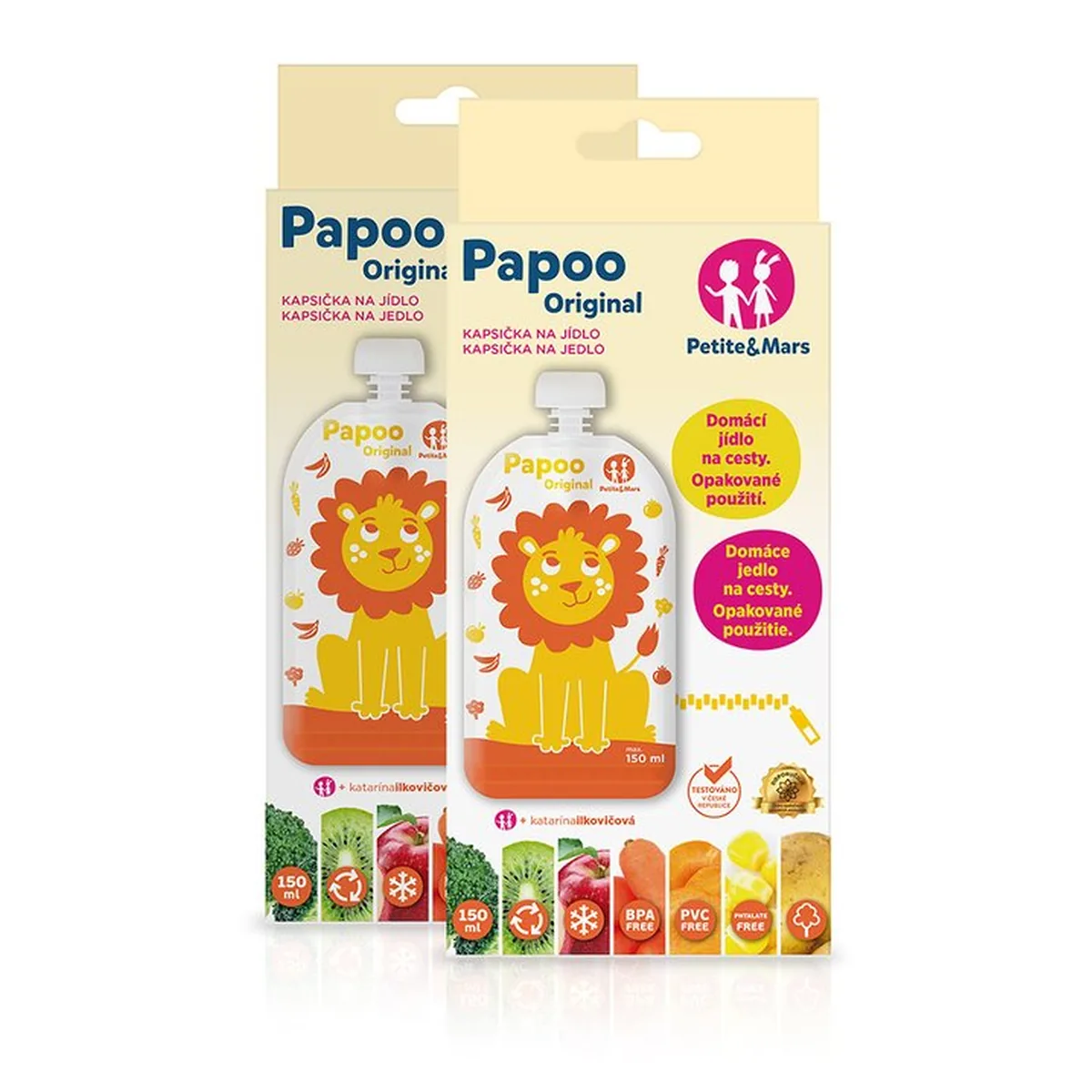 Set 6 pungi reutilizabile pentru hranire cu leuti Papoo Portocaliu [3]