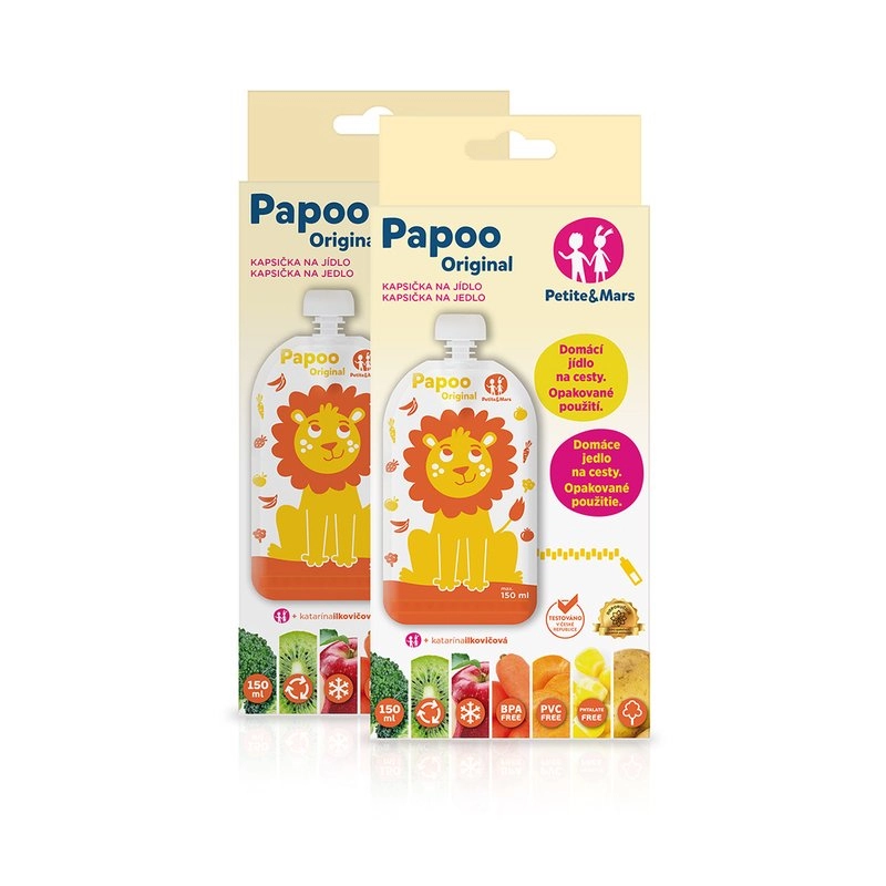 Set 6 pungi reutilizabile pentru hranire cu leuti Papoo Portocaliu [2]