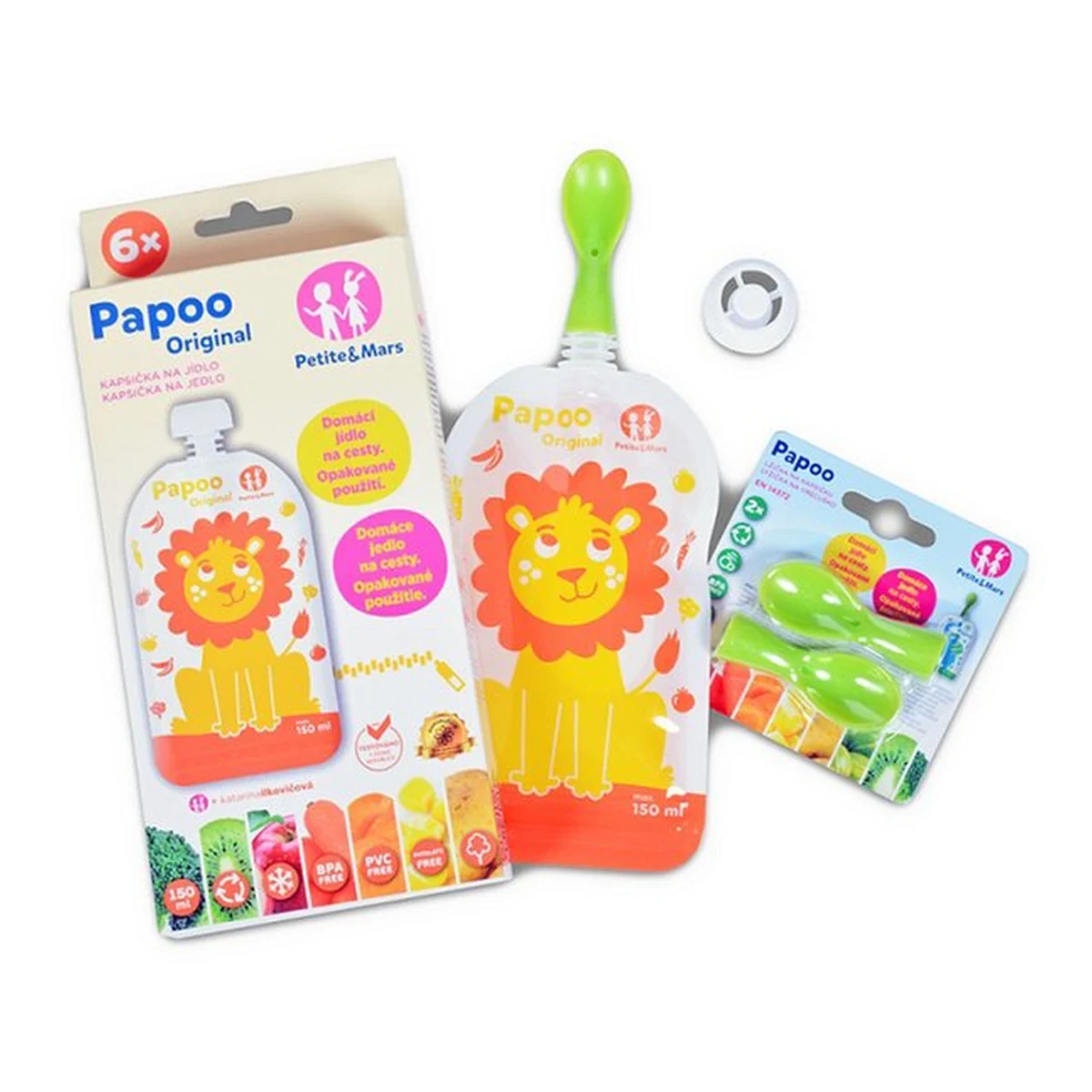 Set 6 pungi reutilizabile pentru hranire cu leuti Papoo Portocaliu [6]