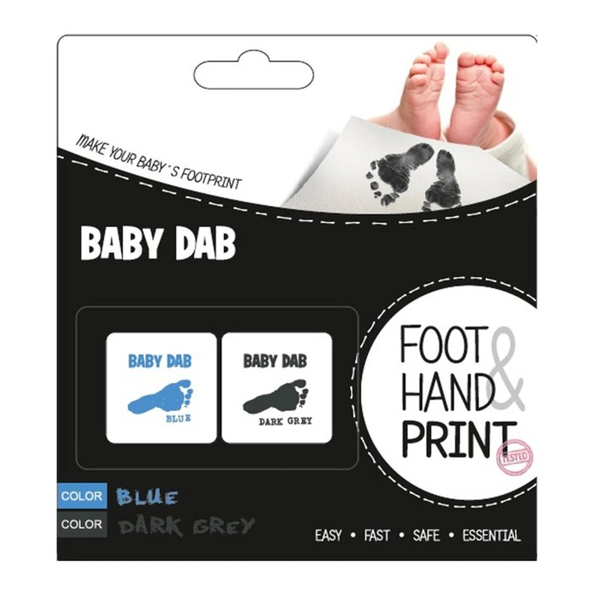 Set amprente mulaj, Petite&Mars, Baby Dab, Cu cerneala, Pentru 20 de amprente manuta sau piciorus, Non-toxic, Albastru/Gri [3]