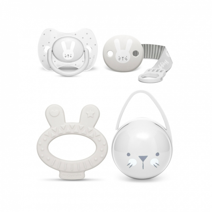 Set cadou 4 articole, iepuras gri, Hygge Suavinex [1]