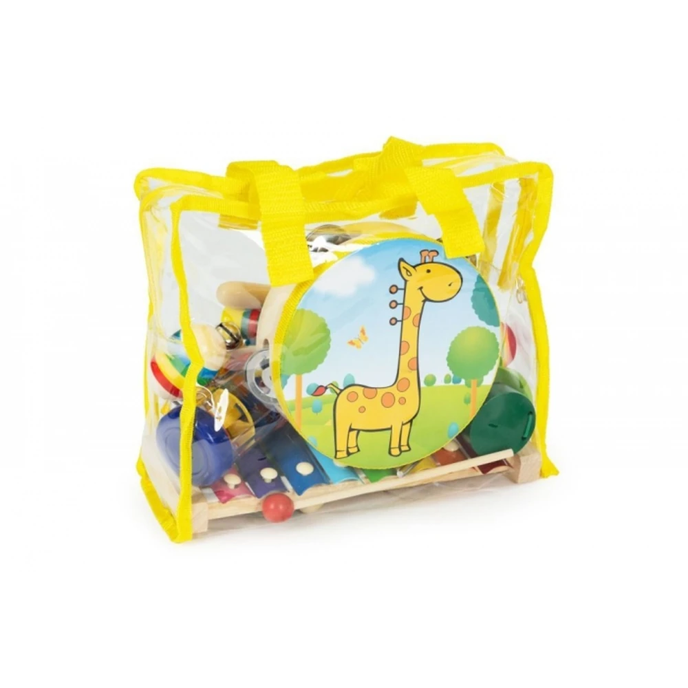 Set cu instrumente muzicale pentru copii din lemn, 14 instrumente, Ecotoys [4]