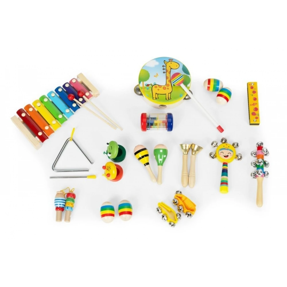 Set cu instrumente muzicale pentru copii din lemn, 14 instrumente, Ecotoys [2]