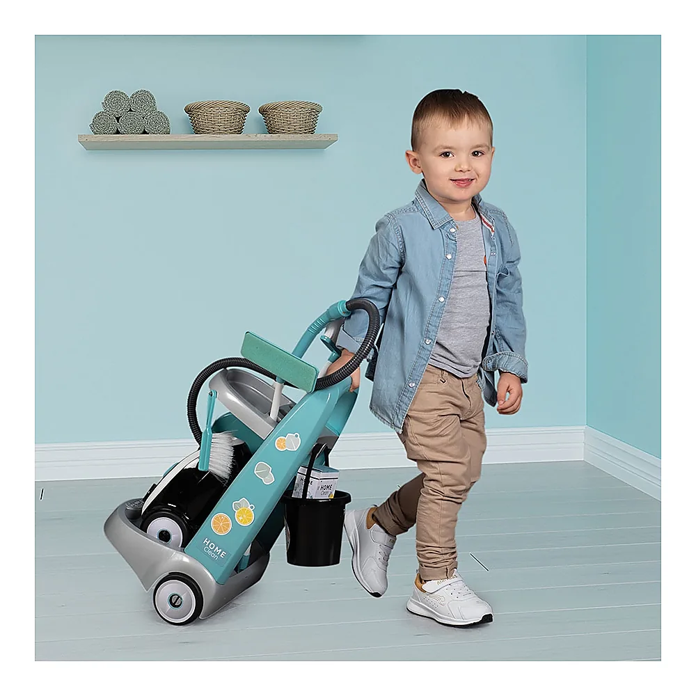 Set curatenie pentru copii cu troller si aspirator electronic negru [6]