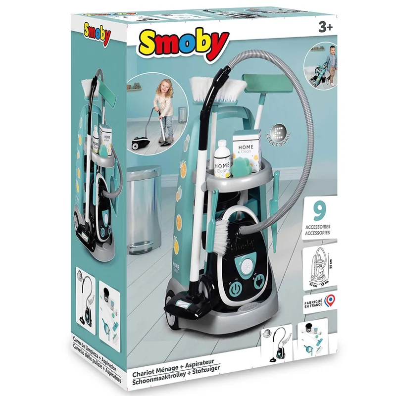 Set curatenie pentru copii cu troller si aspirator electronic negru [7]