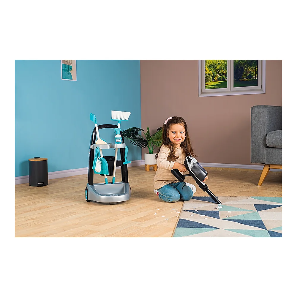 Set curatenie pentru copii cu troller si aspirator electronic Rowenta negru [8]