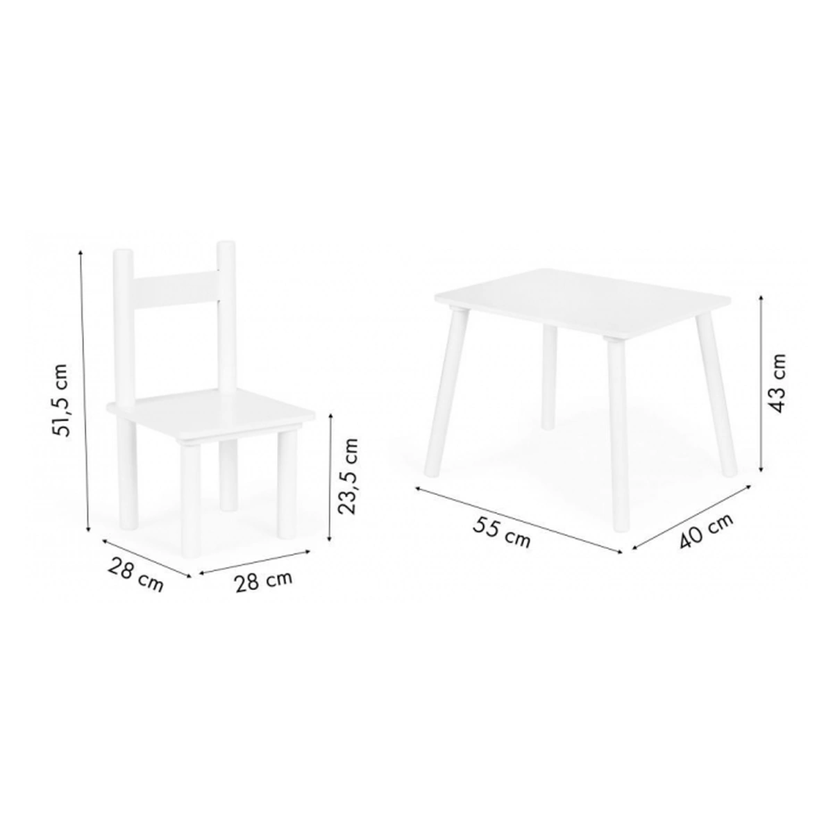 Set de masa cu doua scaune pentru copii Ecotoys - Alb [5]