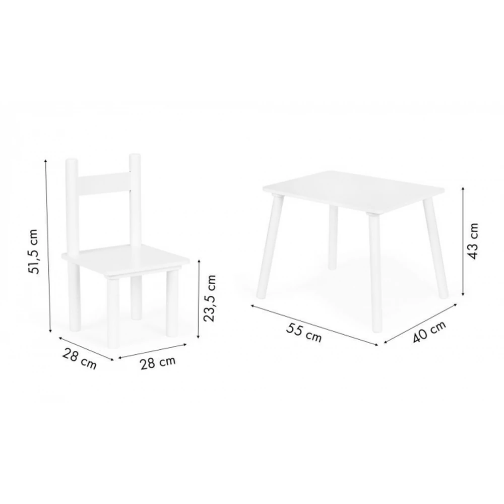 Set de masa cu doua scaune pentru copii Ecotoys - Alb [6]