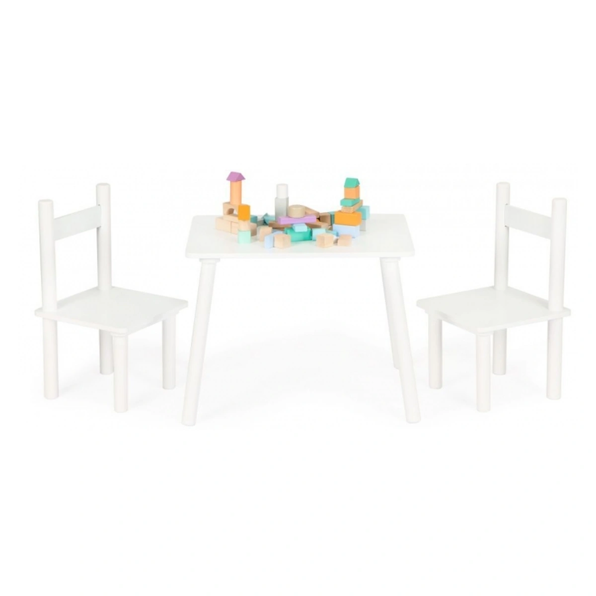 Set de masa cu doua scaune pentru copii Ecotoys - Alb [2]