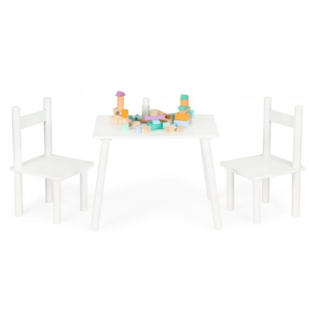 Set de masa cu doua scaune pentru copii Ecotoys - Alb [3]