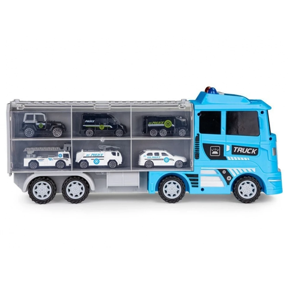 Set de remorcare de 6 masinute Ecotoys - Politie [2]