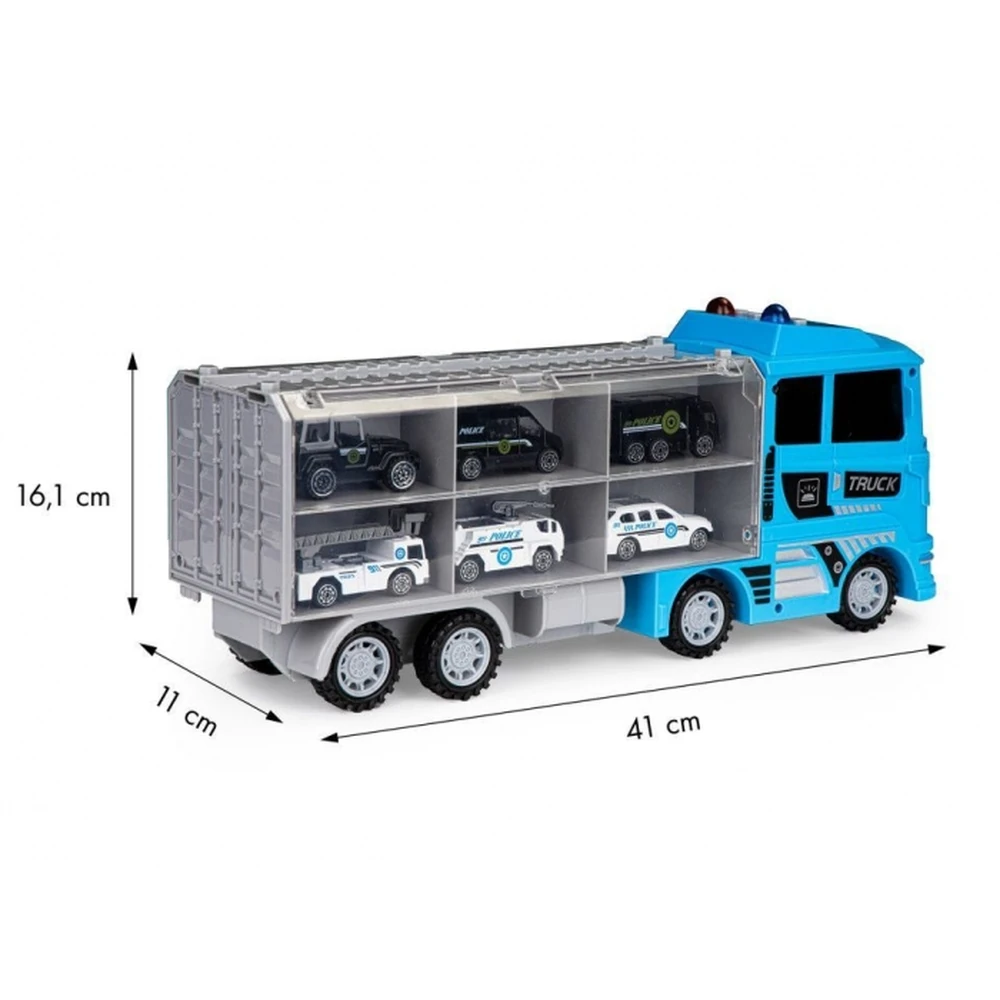 Set de remorcare de 6 masinute Ecotoys - Politie [4]