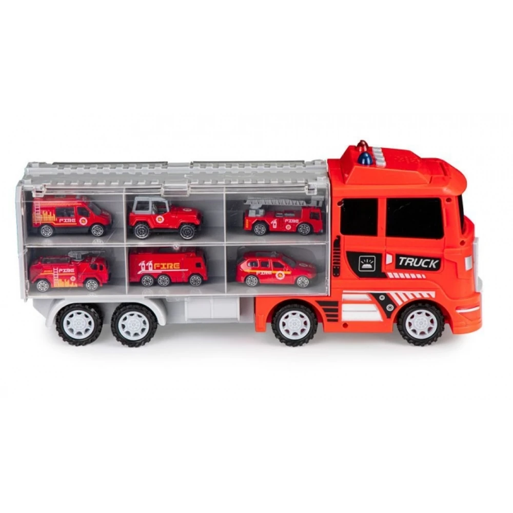 Set de remorcare de 6 masinute Ecotoys - Pompieri [3]