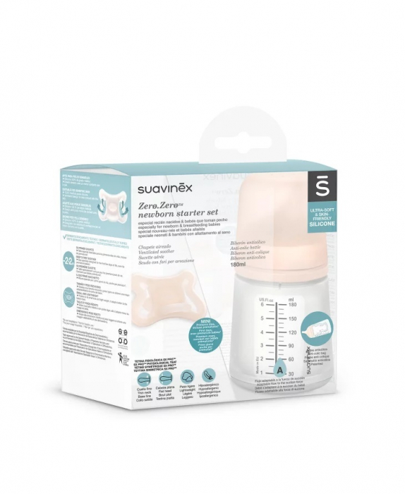 Set de start biberon anticolici 180 ml variabil + Suzetă -2-2 luni Zero Zero Suavinex [1]