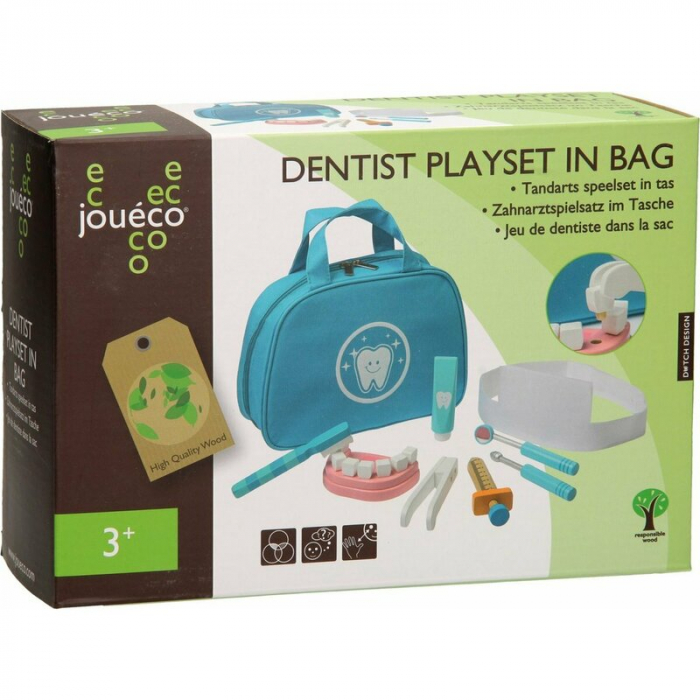 Set dentist, Joueco, Din lemn certificat FSC, Include gentuta pentru depozitare jucarii, 3 ani+ [8]