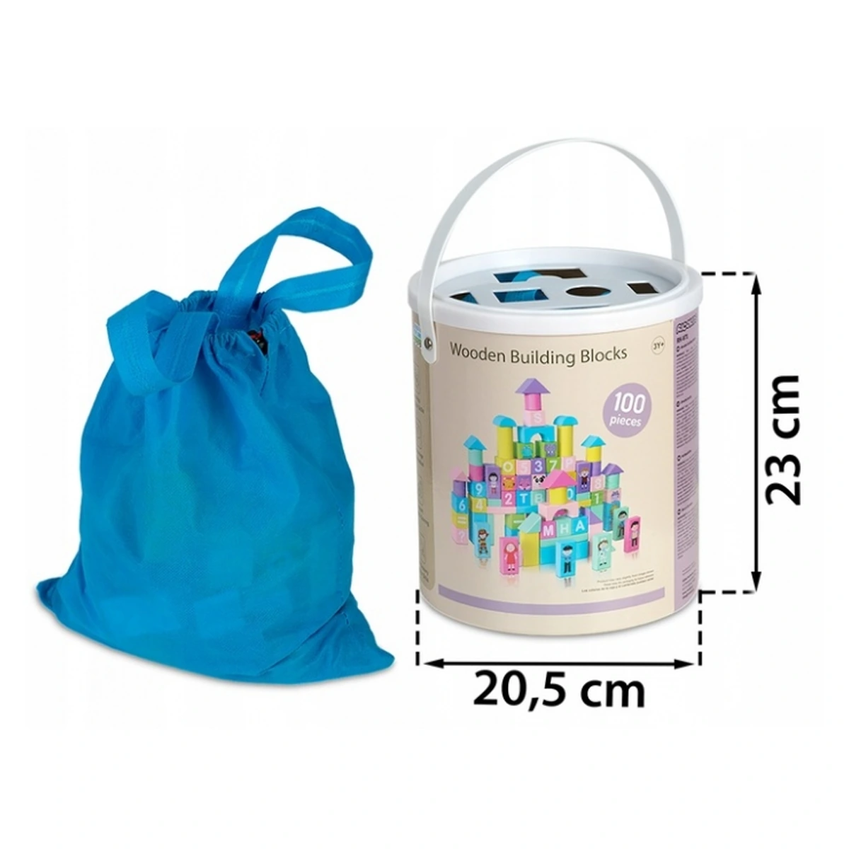 Set educational cu blocuri din lemn, 100 bucati, Ricokids [6]