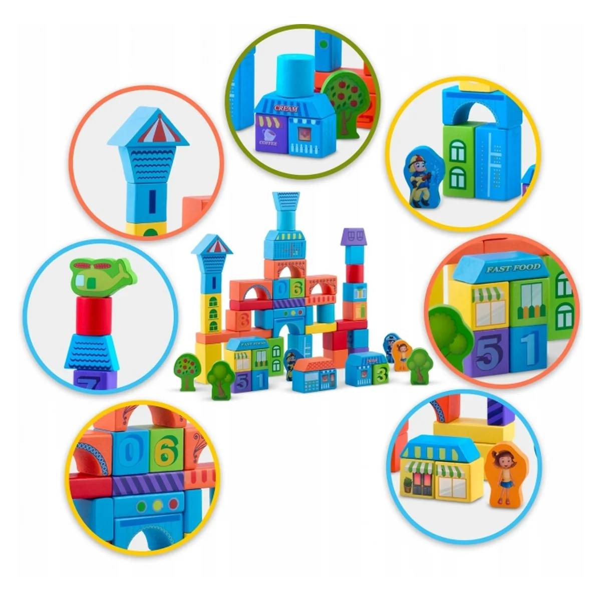 Set educational 100 blocuri din lemn Ricokids [5]