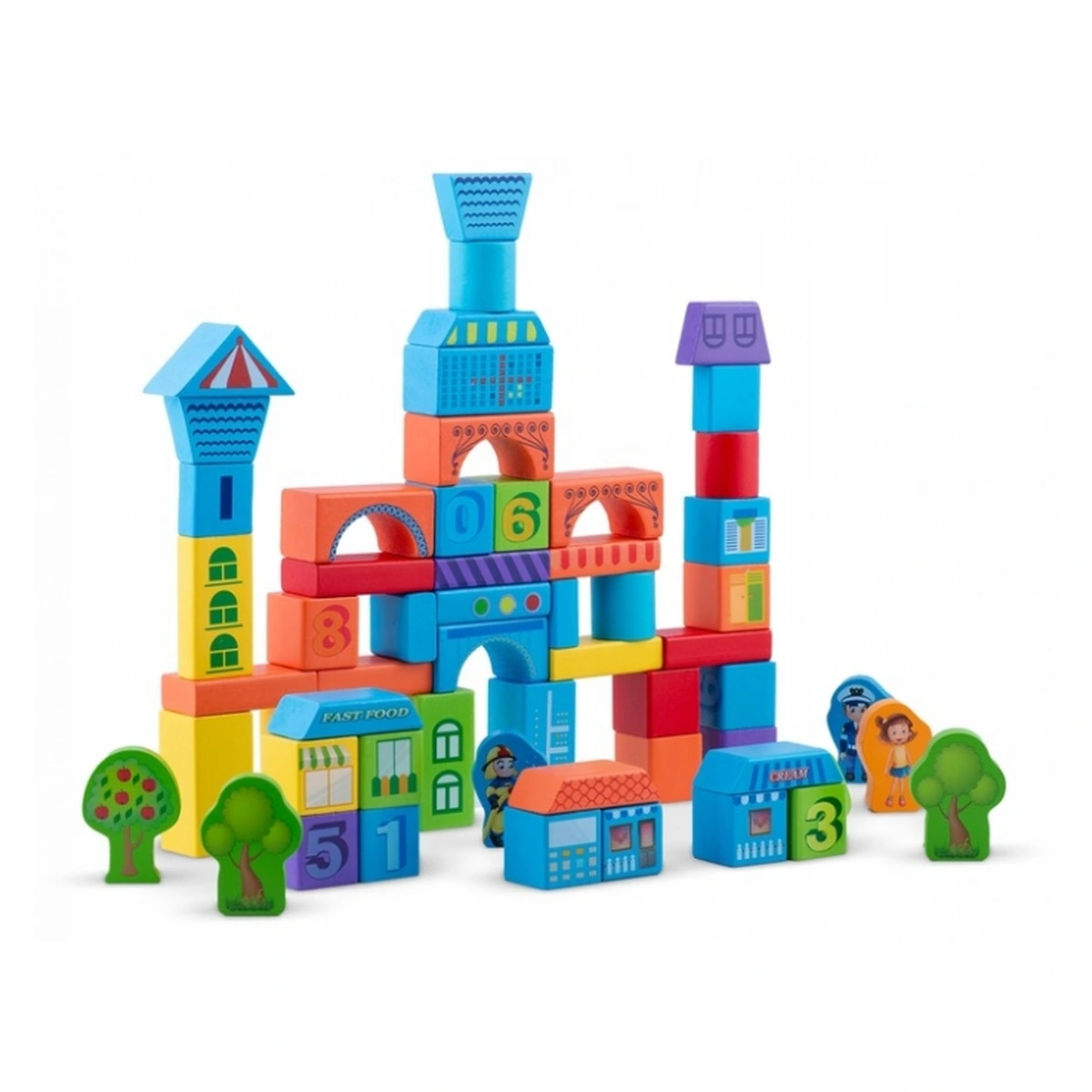 Set educational 100 blocuri din lemn Ricokids [2]