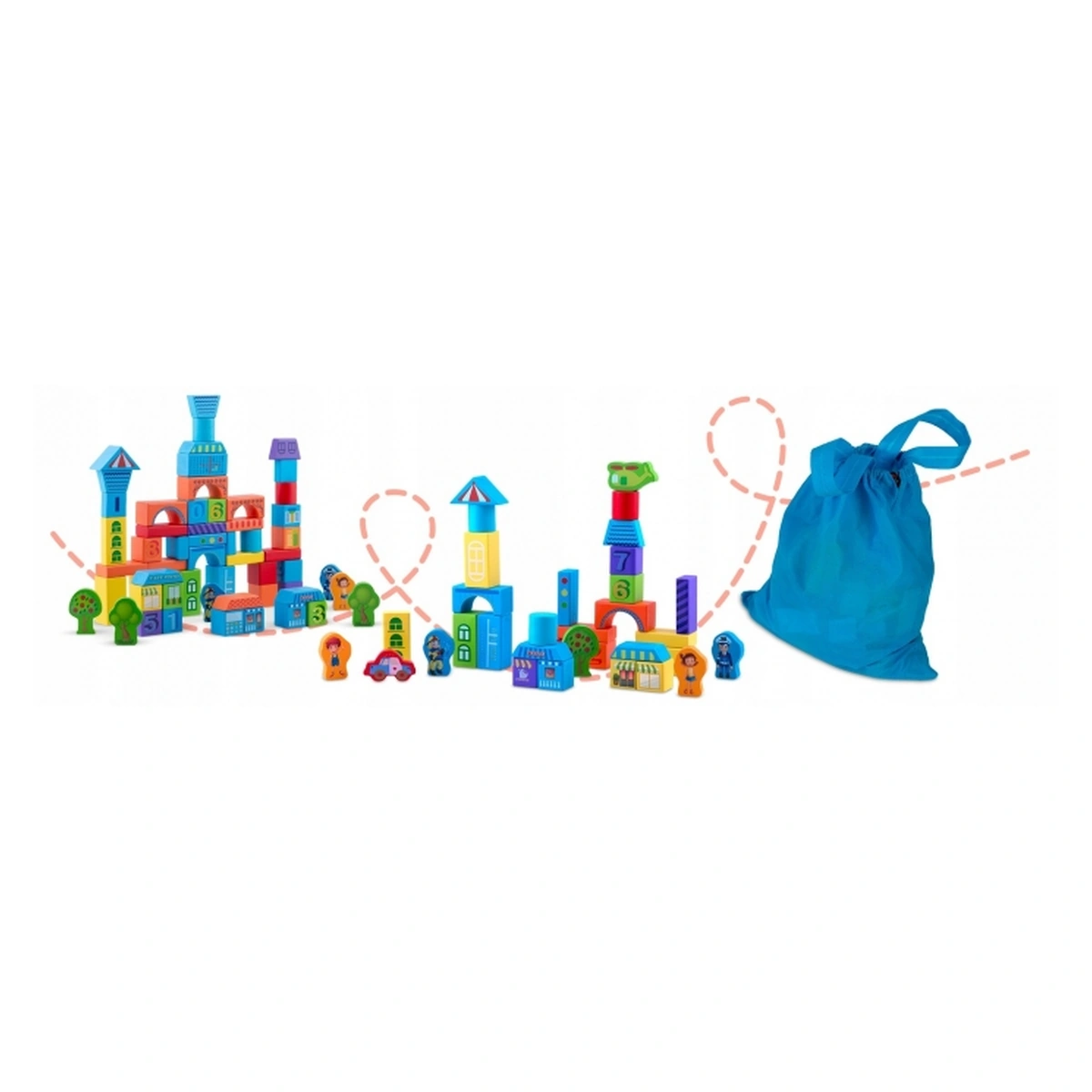 Set educational 100 blocuri din lemn Ricokids [4]