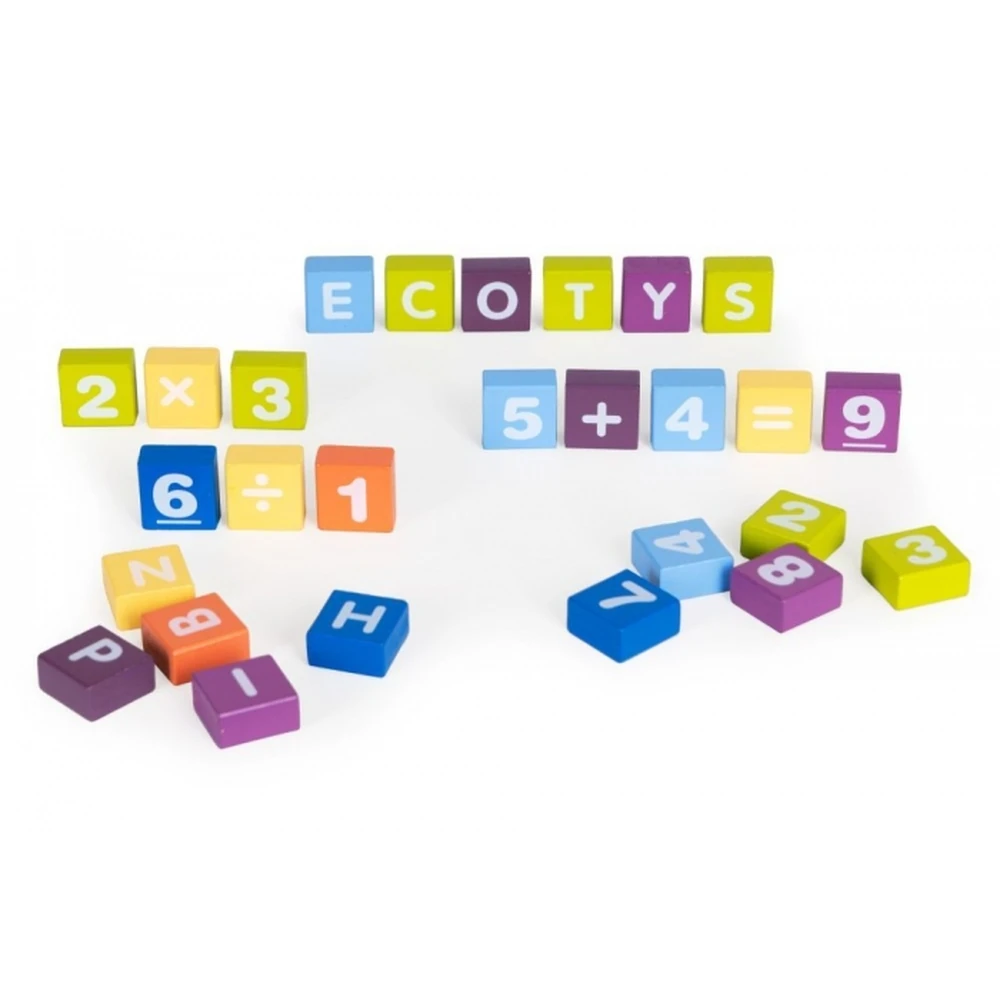 Set educational cu blocuri din lemn, 108 piese, Ecotoys [2]
