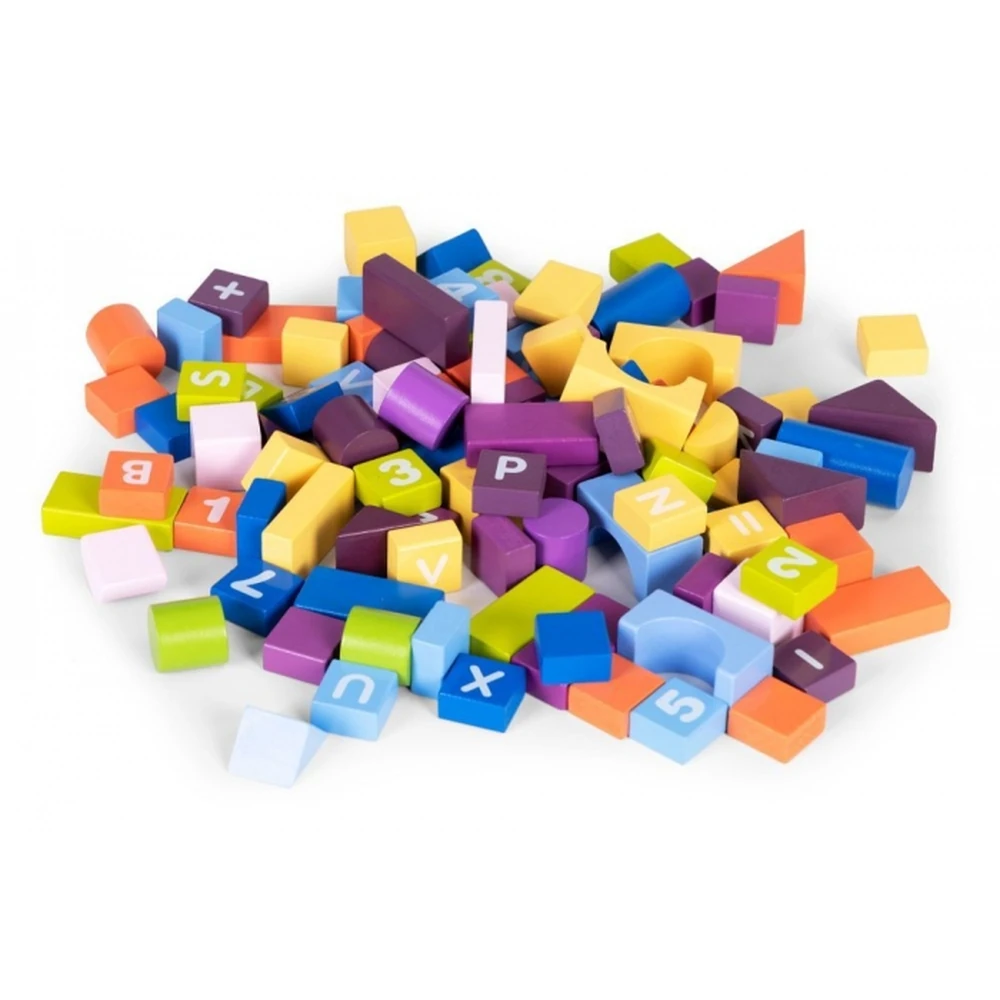 Set educational cu blocuri din lemn, 108 piese, Ecotoys [3]