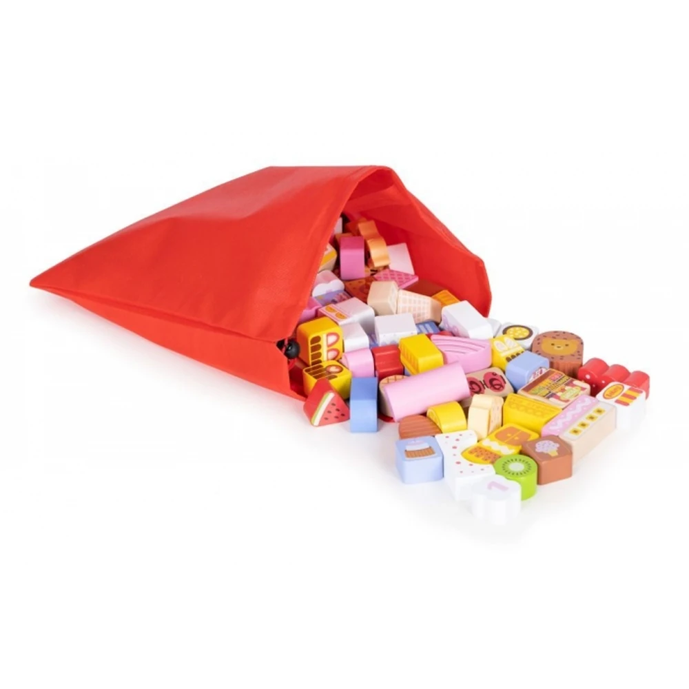 Set educational cu blocuri din lemn, 116 piese, Candy City Ecotoys [4]