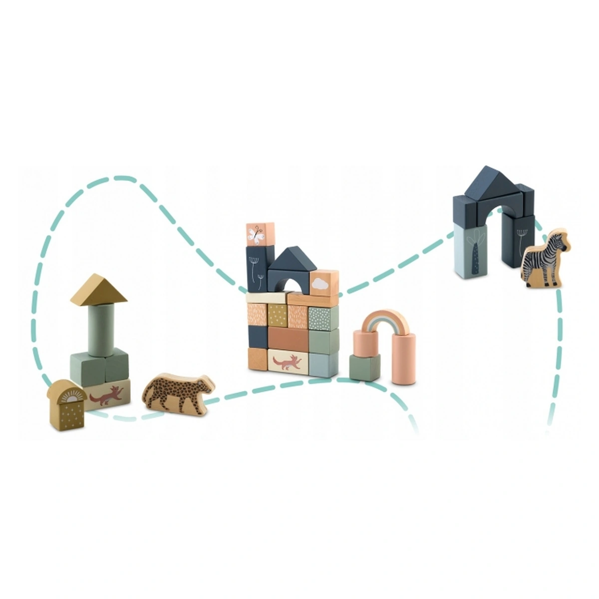 Set educational cu blocuri din lemn, 70 bucati, Nukido [5]