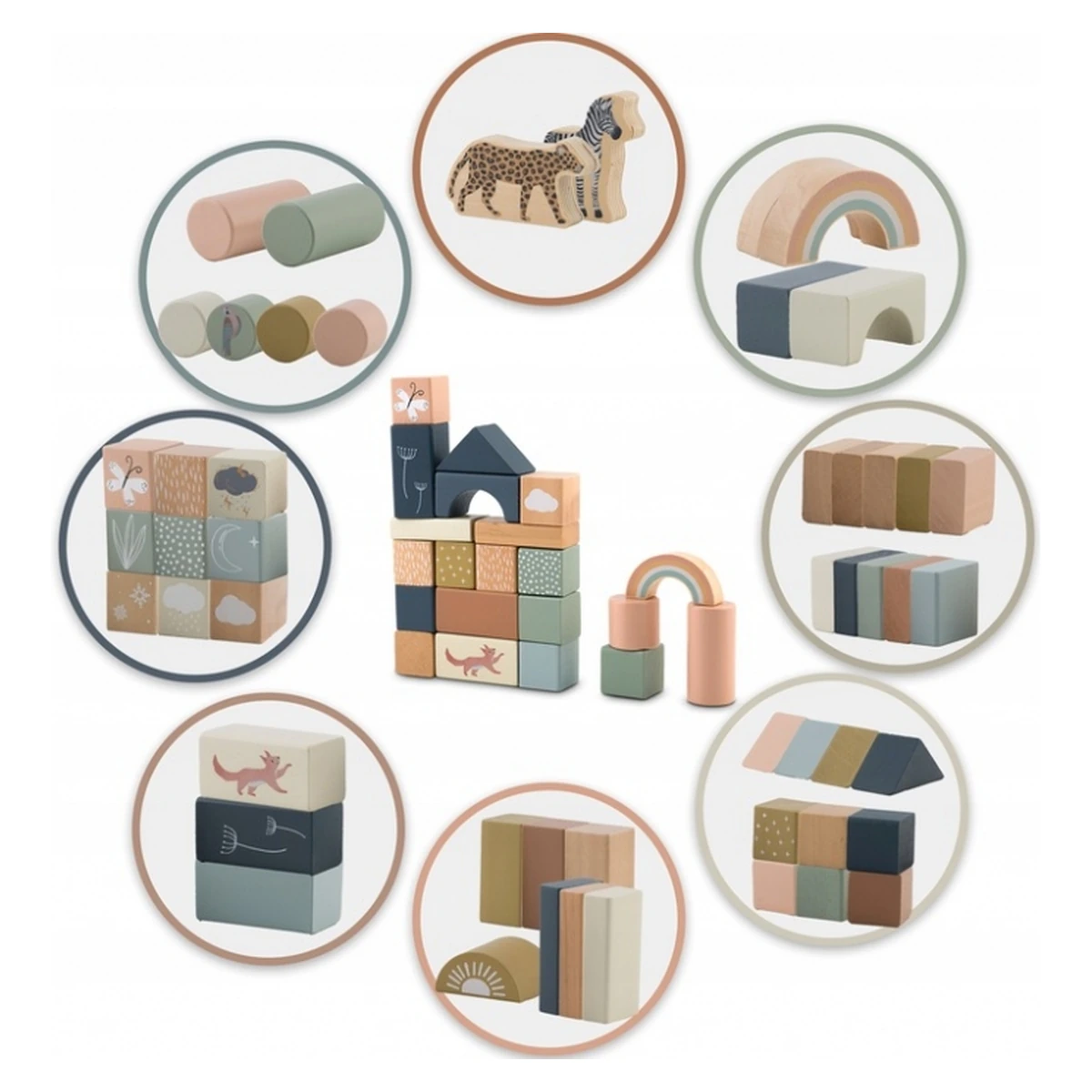 Set educational cu blocuri din lemn, 70 bucati, Nukido [4]