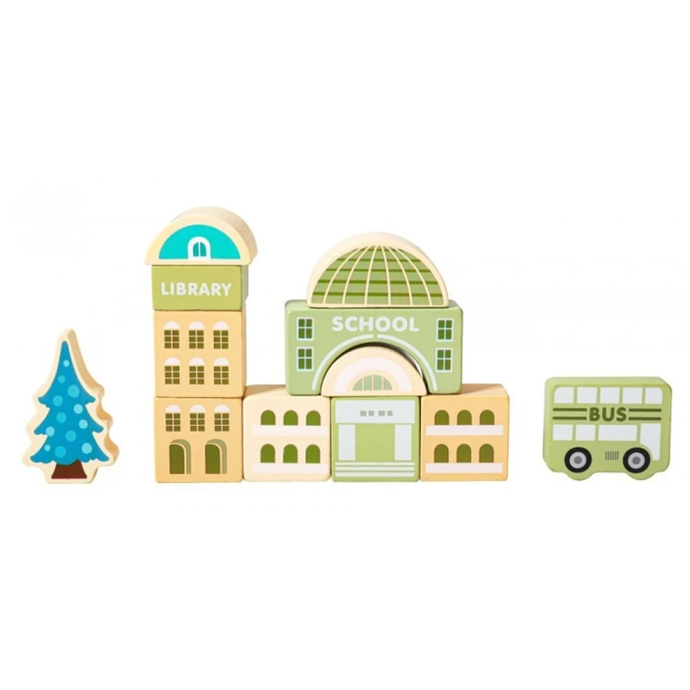 Set educational cu blocuri din lemn si covoras, 121 piese, City Ecotoys [6]