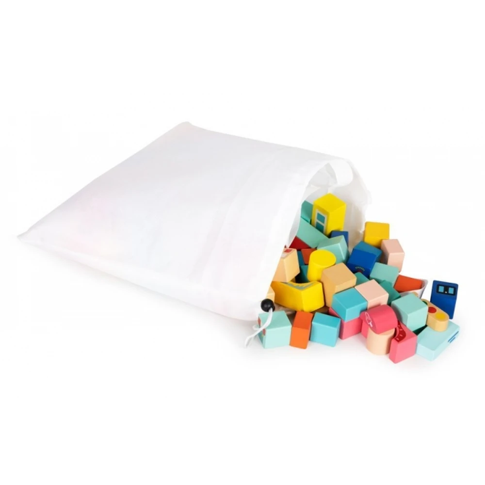 Set educational cu blocuri din lemn si covoras tip puzzle, 88 piese, City Ecotoys [4]