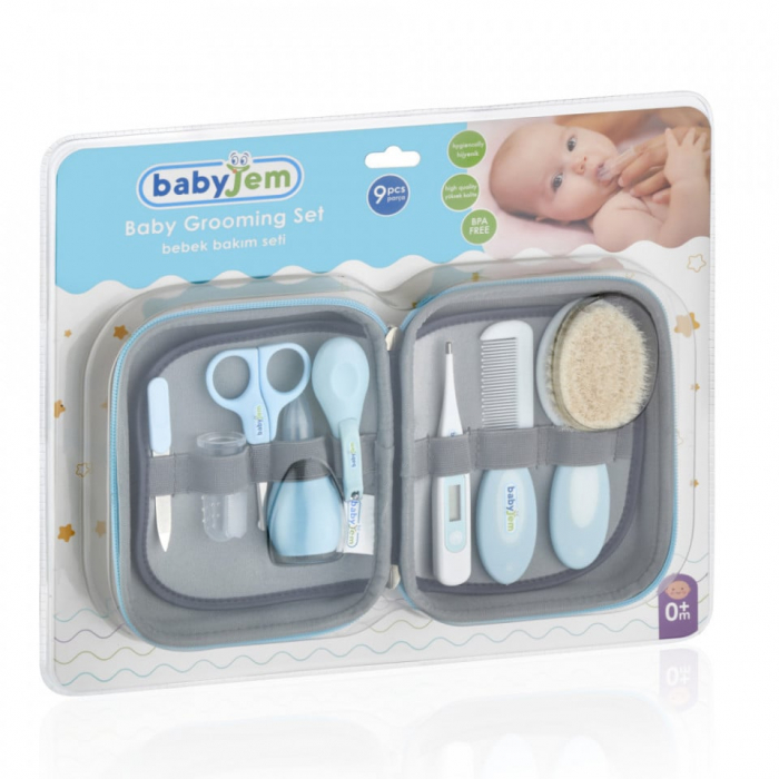 Set ingrijire unghii bebelusi cu 9 piese Bleu BabyJem Grooming Set [3]
