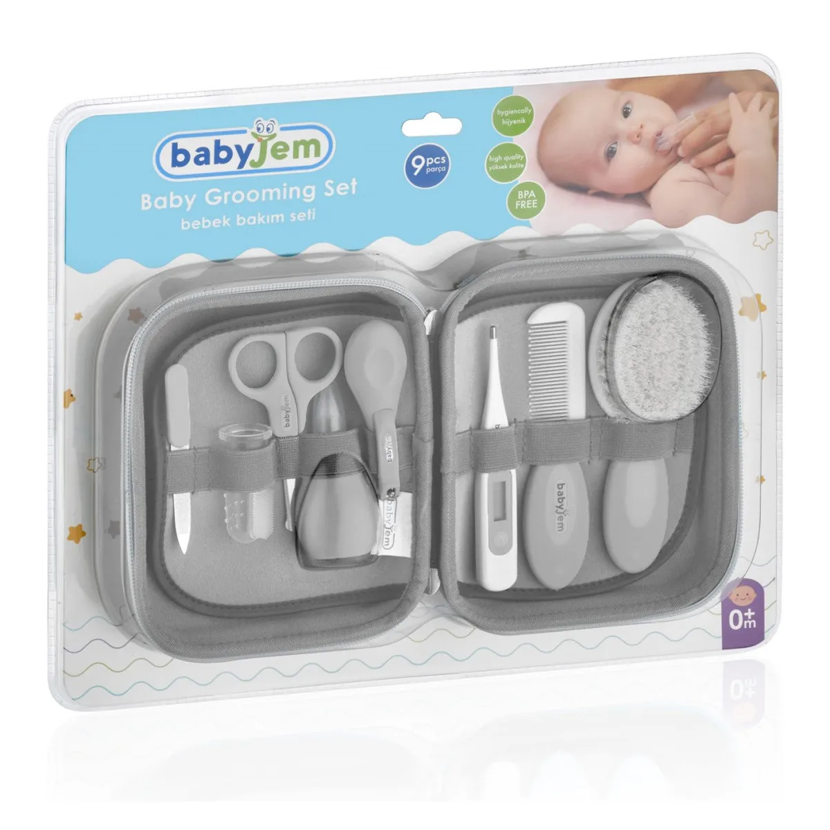 Set ingrijire unghii bebelusi cu 9 piese Gri BabyJem Grooming Set [2]
