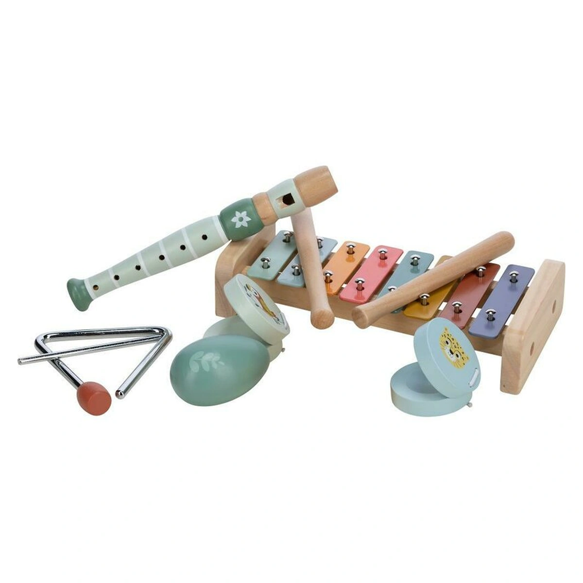 Set instrumente muzicale, Free2Play, 5 in 1, Contine xilofon, Fluier, Din lemn, Conform cu standardul european de securitate EN71/123, 3 ani+, Multicolor [2]