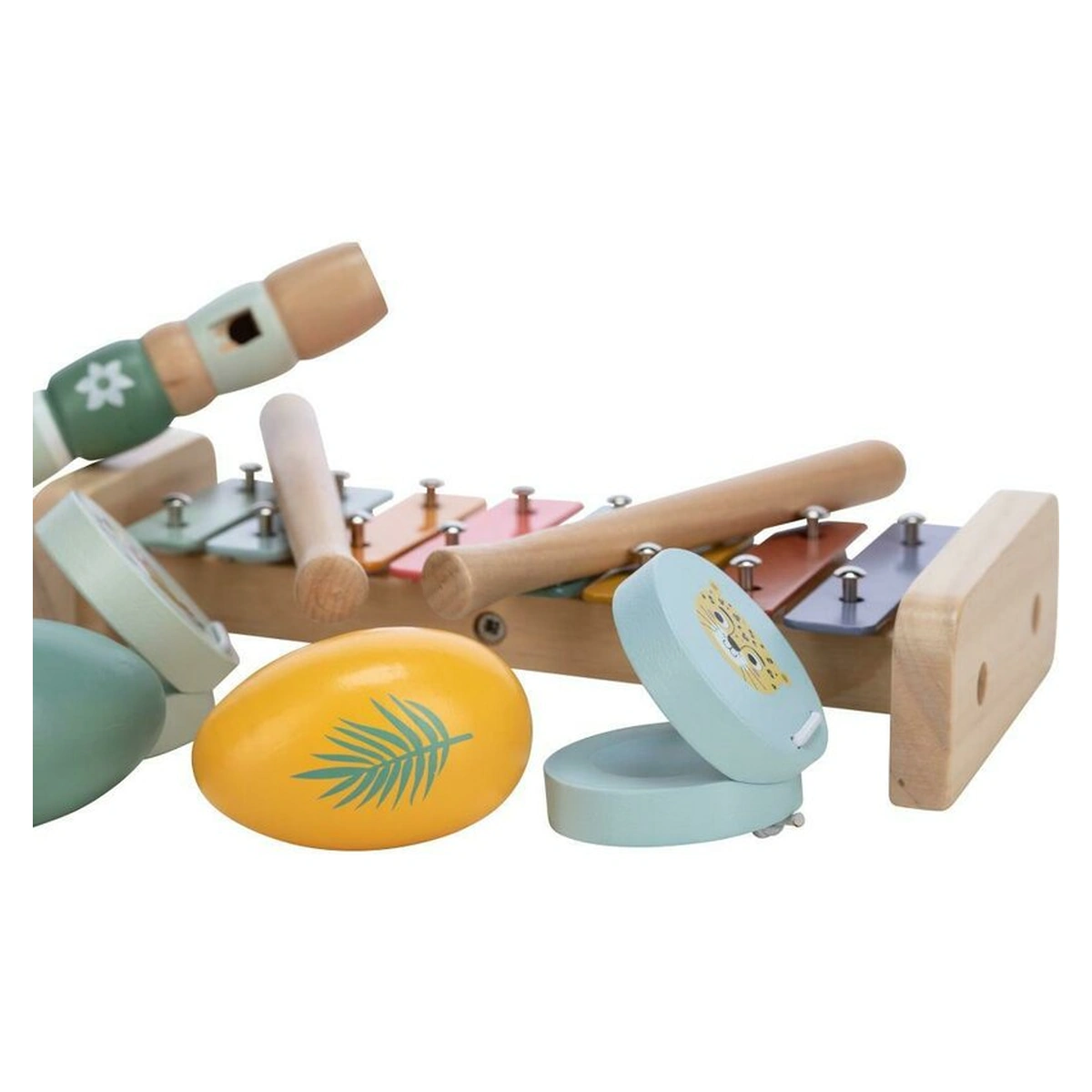 Set instrumente muzicale, Free2Play, 5 in 1, Contine xilofon, Fluier, Din lemn, Conform cu standardul european de securitate EN71/123, 3 ani+, Multicolor [4]