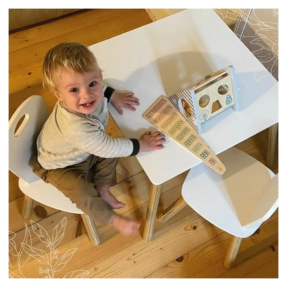 Set masuta si doua scaune, FreeON, Athena, , Din lemn, Alb 6 ani [6]