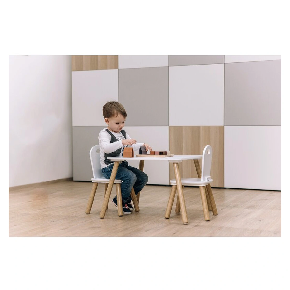 Set masuta si doua scaune, FreeON, Athena, , Din lemn, Alb 6 ani [8]