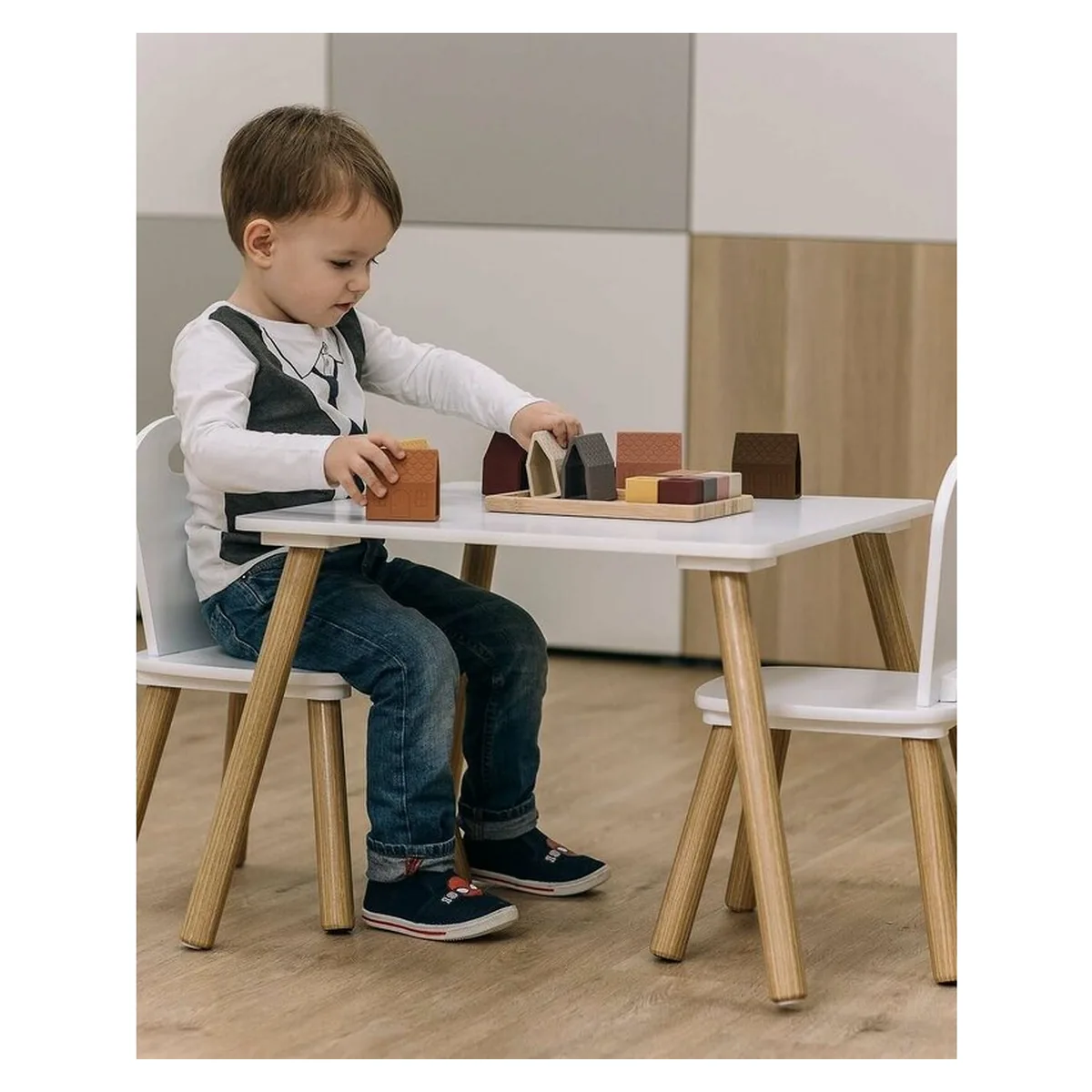 Set masuta si doua scaune, FreeON, Athena, , Din lemn, Alb 6 ani [9]